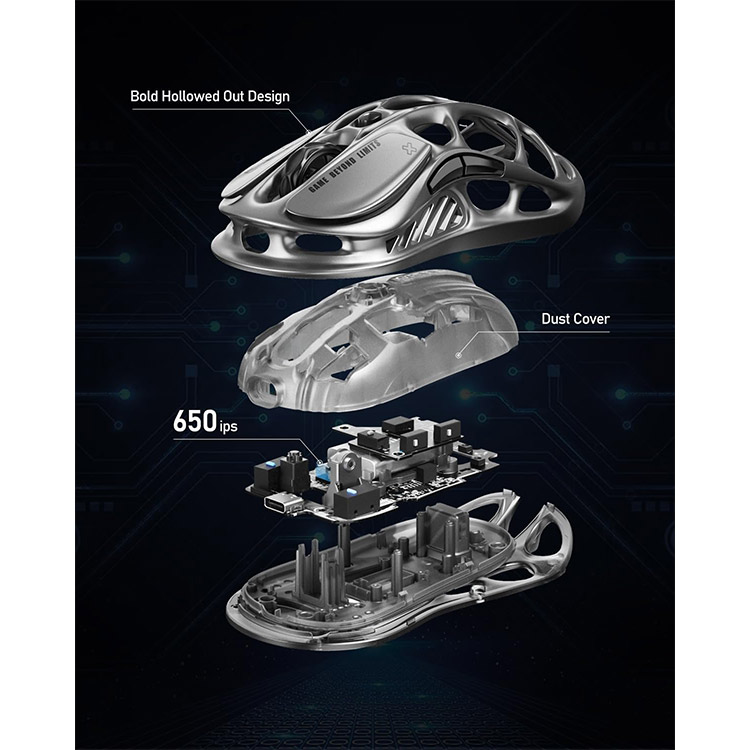 خرید موس GravaStar Mercury M1 Pro - بی‌سیم - نسخه Gunmetal Grey